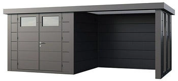 Telluria Metallgerätehaus Classico 2724 mit Lounge S inkl. 2 Fenster 258x572cm Stahl Lounge rechts mit Fenster Anthrazit