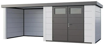 Telluria Metallgerätehaus Classico 3024 mit Lounge S 258x602cm Lounge links Weiß