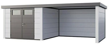 Telluria Metallgerätehaus Classico 3030 mit Lounge L 318x662cm Stahl Lounge rechts Weiß