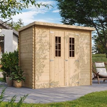 Timbela Holz-Gartenhaus M310C+M310G mit Boden Beige Braun 2,63 m&sup2; FSC