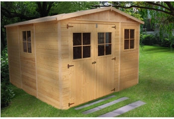 Timbela Gartenhaus Holz M335 9 m² mit Fenstern ohne Boden