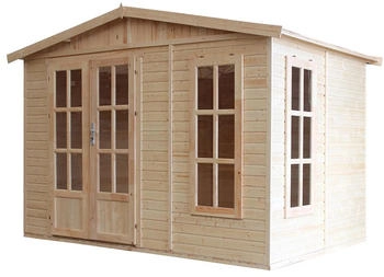Timbela Gartenhaus Holz M334FB+H334FBBROWN 6,03 m&sup2; Dachziegel Braun mit Boden