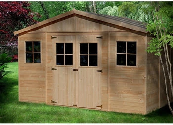 Timbela Gartenhaus Holz M330+M330G 15,84 m² mit Fenstern und Boden