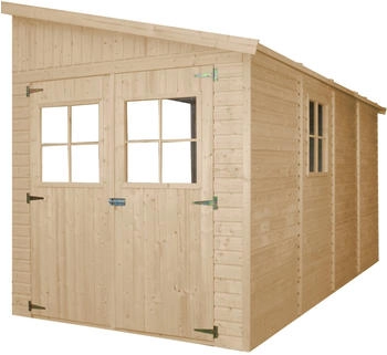 Timbela Anbau-Gartenhaus Holz M340+M340G 8 m&sup2; ohne Seitenwand mit Boden