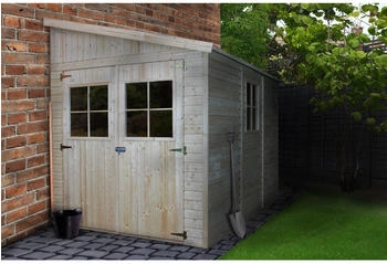 Timbela Anbau-Gartenhaus Holz M339A 6 m² mit Seitenwand ohne Boden