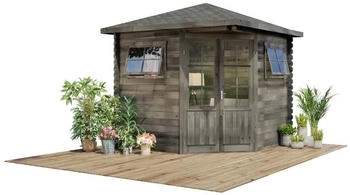 Alpholz 5-Eck Gartenhaus Sunny-B 250 x 250 cm Holz Imprägnierung Grau