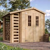 Gartenhaus Holz Mit Brennholzschuppen M386c+m386g - Ger&auml;teschuppen Holz Mit...