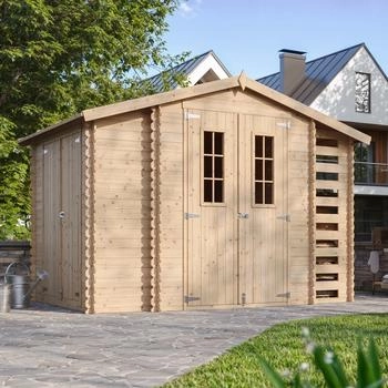 Timbela Holz-Gartenhaus M389C Beige Braun 5,47 m&sup2; FSC