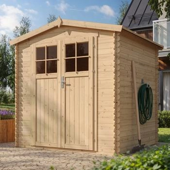 Timbela Holz-Gartenhaus M343F 3,53 m² mit großen Fenstern ohne Boden