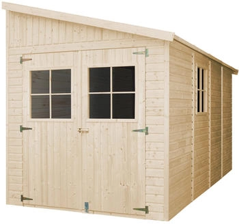 Timbela Anbau-Gartenhaus Holz M340A 8 m&sup2; mit Seitenwand ohne Boden