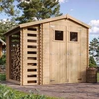 Gartenhaus Holz Mit Brennholzschuppen M386 - Ger&auml;teschuppen Holz B272xl206xh218 Cm/