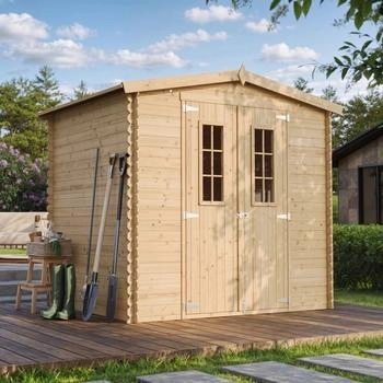 Timbela Holz-Gartenhaus M369C+M367G mit Boden Beige Braun 4,33 m&sup2; FSC