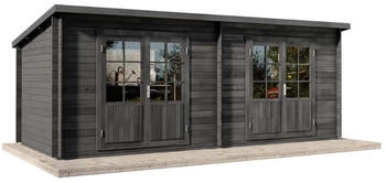 Alpholz Gartenhaus Maria Twin 598 x 250 cm Holz mit 40 mm Grau