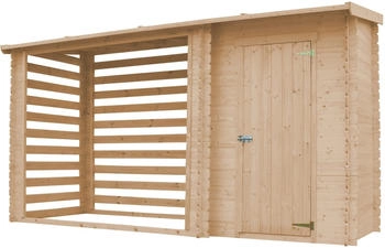Timbela Gartenhaus Holz mit Brennholzregal 3,64 m&sup2; M205 ohne Boden