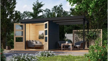 Karibu Hollywood C mit Anbaudach 438x217.5cm anthrazit