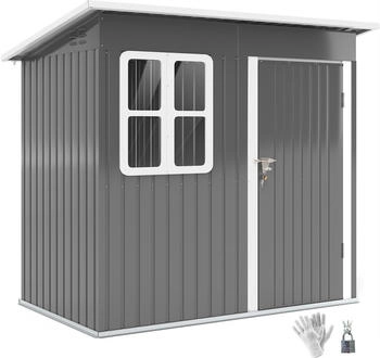 Outsunny Gartenhaus mit Pultdach 221 x 133 x 190/173 cm Dunkelgrau