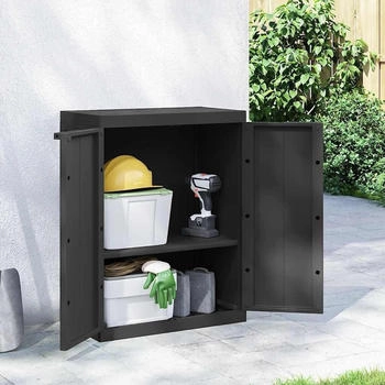 vidaXL Gartenschrank Schwarz 65x37x85cm PP