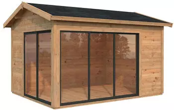 Palmako Amanda 11,2 m² Slide Plus inkl. Fußboden 434x340cm tauchgrundiert braun