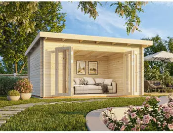 Palmako Lea 14,2 m² 44 mm dunkelgrau/weiß lackiert