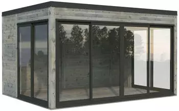 Palmako Gartenhaus Serena 12,6 m&sup2; Set 2 Slide Plus 44 mm grau tauchgrundiert