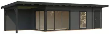 Palmako Gartenhaus Andrea 21,1 + 7,9 m&sup2; Slide Plus 44 mm dunkelgrau/anthrazit lackiert