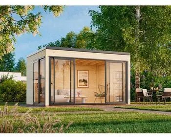 Palmako Gartenhaus Serena 12,6 m&sup2; Set 1 Slide Plus 44 mm naturbelassen