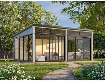 Palmako Glashaus Saga 23,3 m&sup2; Slide Plus hellgrau lackiert