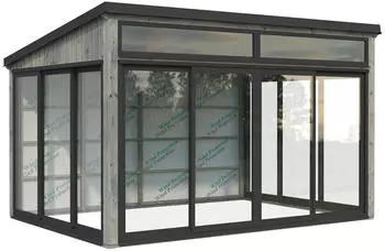 Palmako Glashaus Saga 11,6 m&sup2; Slide (Wintergartenanbau inkl. R&uuml;ckwand) grau tauchgrundiert