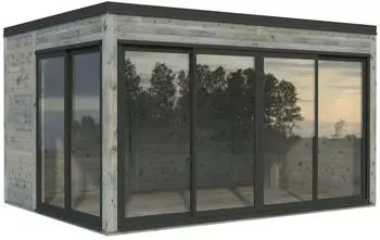 Palmako Gartenhaus Serena 12,6 m&sup2; Set 1 Slide Plus 44 mm grau tauchgrundiert