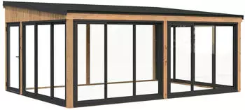 Palmako Glashaus Lumi 23,3 m&sup2; - (Wintergartenanbau) Slide Plus hellbraun tauchgrundiert