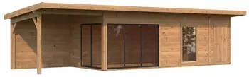 Palmako Gartenhaus Andrea 21,1 + 7,9 m&sup2; Slide 44 mm hellbraun tauchgrundiert
