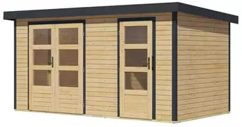 Karibu Metall-Holzgartenhaus Fichte Trapezblechdach 401x214 cm Naturbelassen