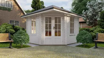 Finn Art Holz-Gartenhaus 3x3m Holz 5-Eck Norwegen 17 40mm Wandstärke 298x298 cm ohne Fußboden ohne Dacheindeckung