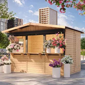 Timbela Marktbude/Gartenhaus Holz (Kiefer/Fichte) 336x263cm 6m&sup2; (M150AZ)