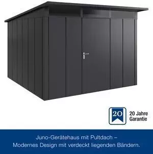 H&ouml;rmann Juno JPD mit Pultdach 310 x 310 cm (JPD 14) Einzelt&uuml;r T&uuml;ranschlag rechts Anthrazitgrau (RAL 7016)