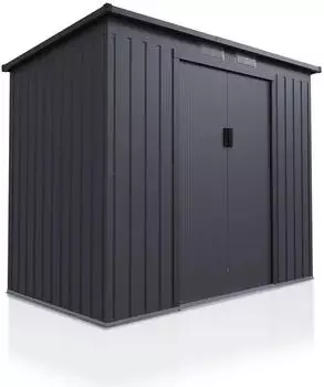 Juskys Metall Ger&auml;tehaus M mit Pultdach Dunkelgrau