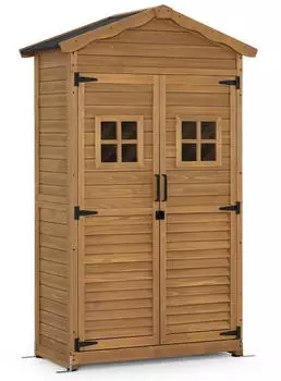MCombo Wooden garden storage cabinet with shelves natural (1152)