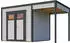Weka Design-Gartenhaus Batu 28 mm Modern Storage 250 x 200 cm (Batu 1,5) + 150 cm Anbaudach hellgrau Rahmen-Doppeltür