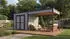 Weka Design-Gartenhaus Batu 28 mm Modern Storage 250 x 200 cm (Batu 1,5) + 300 cm Anbaudach hellgrau Vollholz-Doppeltür