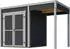 Weka Design-Gartenhaus Batu 28 mm Modern Storage 200 x 200 cm (Batu 1) + 150 cm Anbaudach dunkelgrau Vollholz-Doppeltür
