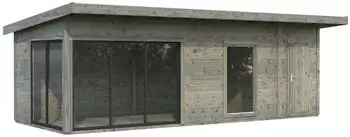 Palmako Gartenhaus Andrea 21,1 m&sup2; Slide Plus 44 mm grau tauchgrundiert