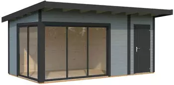 Palmako Gartenhaus Andrea 15,2 m&sup2; Slide 44 mm hellgrau/anthrazit lackiert