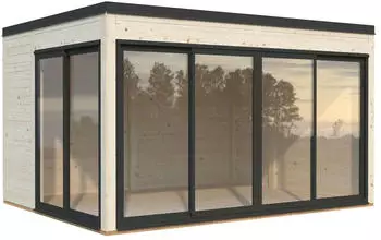 Palmako Gartenhaus Serena 12,6 m&sup2; Set 1 Slide Plus 44 mm transparent tauchgrundiert
