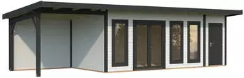 Palmako Gartenhaus Aurelia 19,2+7,9 m&sup2; 44 mm wei&szlig;/anthrazit lackiert