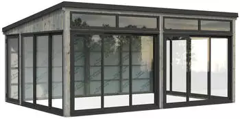 Palmako Glashaus Saga 23,3 m&sup2; Slide Plus grau tauchgrundiert