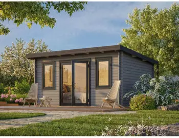 Palmako Gartenhaus Lisandra 14,2 m&sup2; 44 mm dunkelgrau/anthrazit lackiert