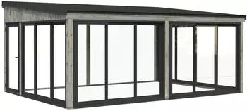Palmako Glashaus Lumi 23,3 m&sup2; - (Wintergartenanbau) Slide Plus grau tauchgrundiert