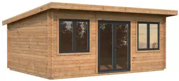 Palmako Gartenhaus Lisandra 19,4 m&sup2; 44 mm hellbraun tauchgrundiert