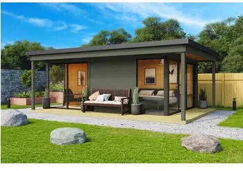 Gouderak Domeo 3 Loggia inkl. Fu&szlig;boden 608,4 x 421,5 cm graugr&uuml;n-anthrazit
