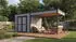 Weka Design-Gartenhaus Batu 28 mm Modern Storage 250 x 250 cm (Batu 2) - 300 cm Anbau hellgrau Vollholz-Doppeltür